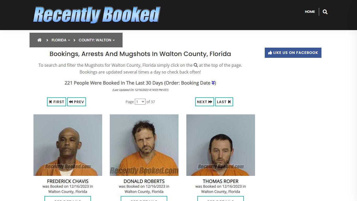 Recent bookings, Arrests, Mugshots in Walton County, Florida
