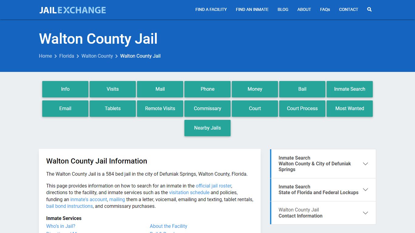 Walton County Jail, FL Inmate Search, Information
